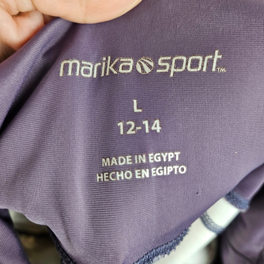 Marika Sport Womens‎ Purple Pink Abstract Print High Waist Capri Leggings L - Picture 9 of 12